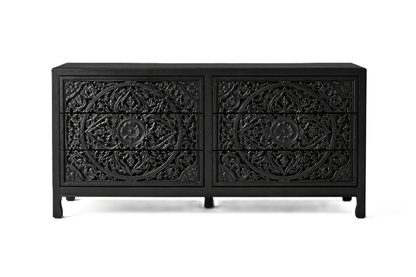 Indian Hand - Carved Wood Canopy Platform Platform Bed Frame – handcrafted solid wood furniture