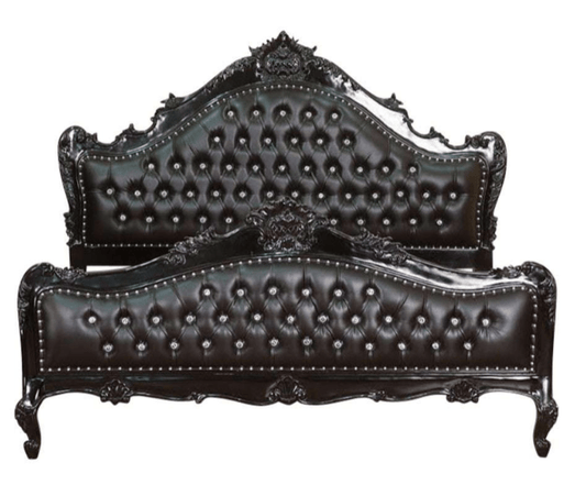 Jabs Hand carved Solid Wooden Upholstered Tufted Bed by Hibashi Furniture – handcrafted solid wood furniture made in India