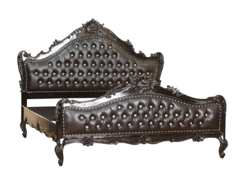 Jabs Hand carved Solid Wooden Upholstered Tufted Bed – handcrafted solid wood furniture