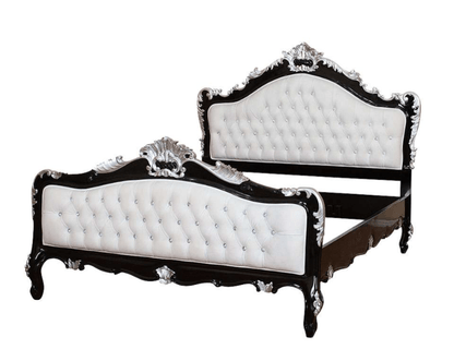 Jabs Hand carved Solid Wooden Upholstered Tufted Bed – handcrafted solid wood furniture