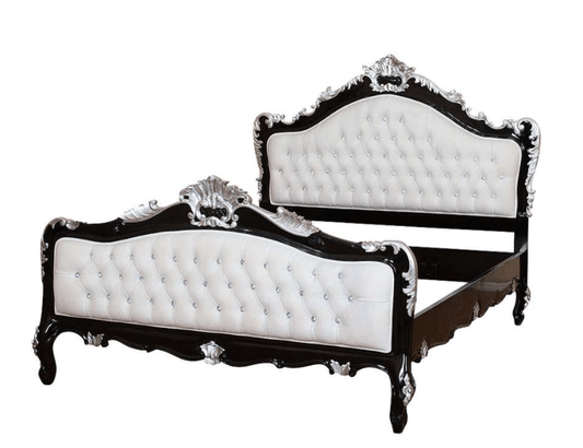 Jabs Hand carved Solid Wooden Upholstered Tufted Bed by Hibashi Furniture – handcrafted solid wood furniture made in India