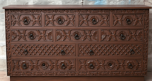 Juffair Hand - Carved Solid Wood Platform Bed – handcrafted solid wood furniture