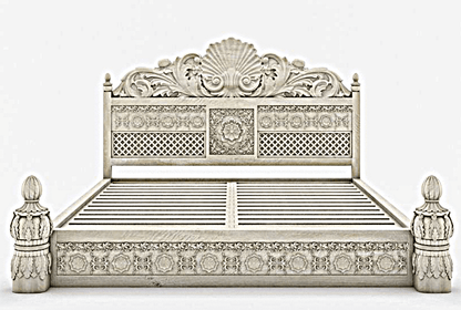 Juffair Hand Carved Solid Wood Bed by Hibashi Furniture – handcrafted solid wood furniture made in India