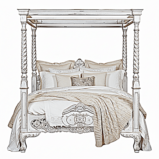 Kabak Gothic Hand Carved Solid Wooden Canopy Platform Bed by Hibashi Furniture – handcrafted solid wood furniture made in India