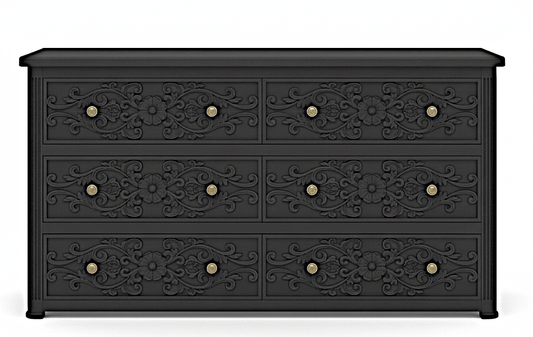 Kasbah Hand - Carved Solid Wooden 6 - Drawer Dresser – handcrafted solid wood furniture