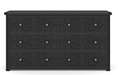 Kasbah Hand - Carved Solid Wooden 6 - Drawer Dresser by Hibashi Furniture – handcrafted solid wood furniture made in India