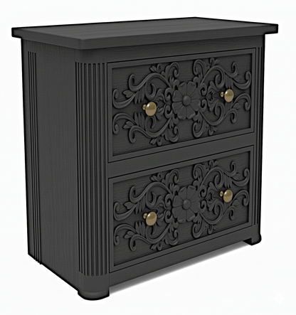 Kasbah Hand - Carved Solid Wooden Nightstand by Hibashi Furniture – handcrafted solid wood furniture made in India