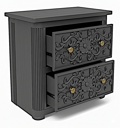 Kasbah Hand - Carved Solid Wooden Nightstand by Hibashi Furniture – handcrafted solid wood furniture made in India