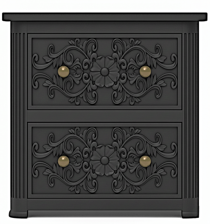 Kasbah Hand - Carved Solid Wooden Nightstand by Hibashi Furniture – handcrafted solid wood furniture made in India
