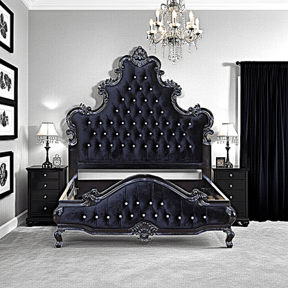 Kate Hand Carved Solid Wooden Tufted Bed by Hibashi Furniture – handcrafted solid wood furniture made in India