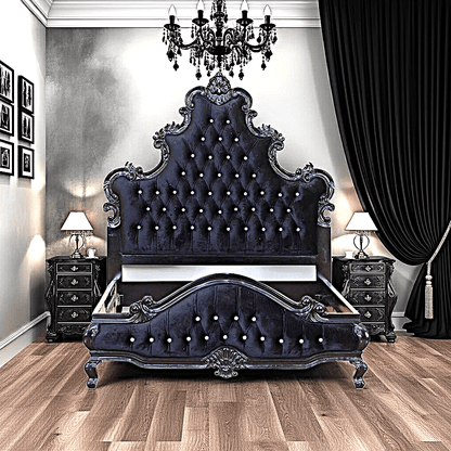 Kate Hand Carved Solid Wooden Tufted Bed by Hibashi Furniture – handcrafted solid wood furniture made in India