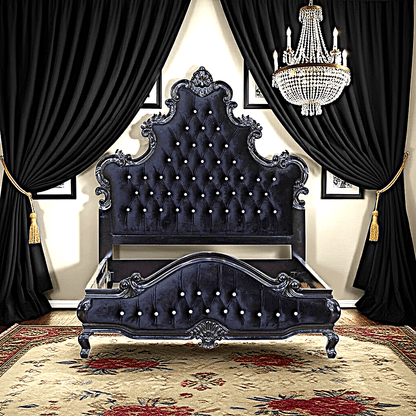 Kate Hand Carved Solid Wooden Tufted Bed by Hibashi Furniture – handcrafted solid wood furniture made in India