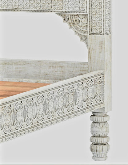 Khalifa Hand Carved Indian Solid Wood Platform Bed – handcrafted solid wood furniture