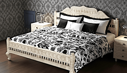 Khalifa Hand Carved Indian Solid Wood Platform Bed – handcrafted solid wood furniture