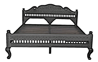 Khalifa Hand Carved Indian Solid Wood Platform Bed – handcrafted solid wood furniture