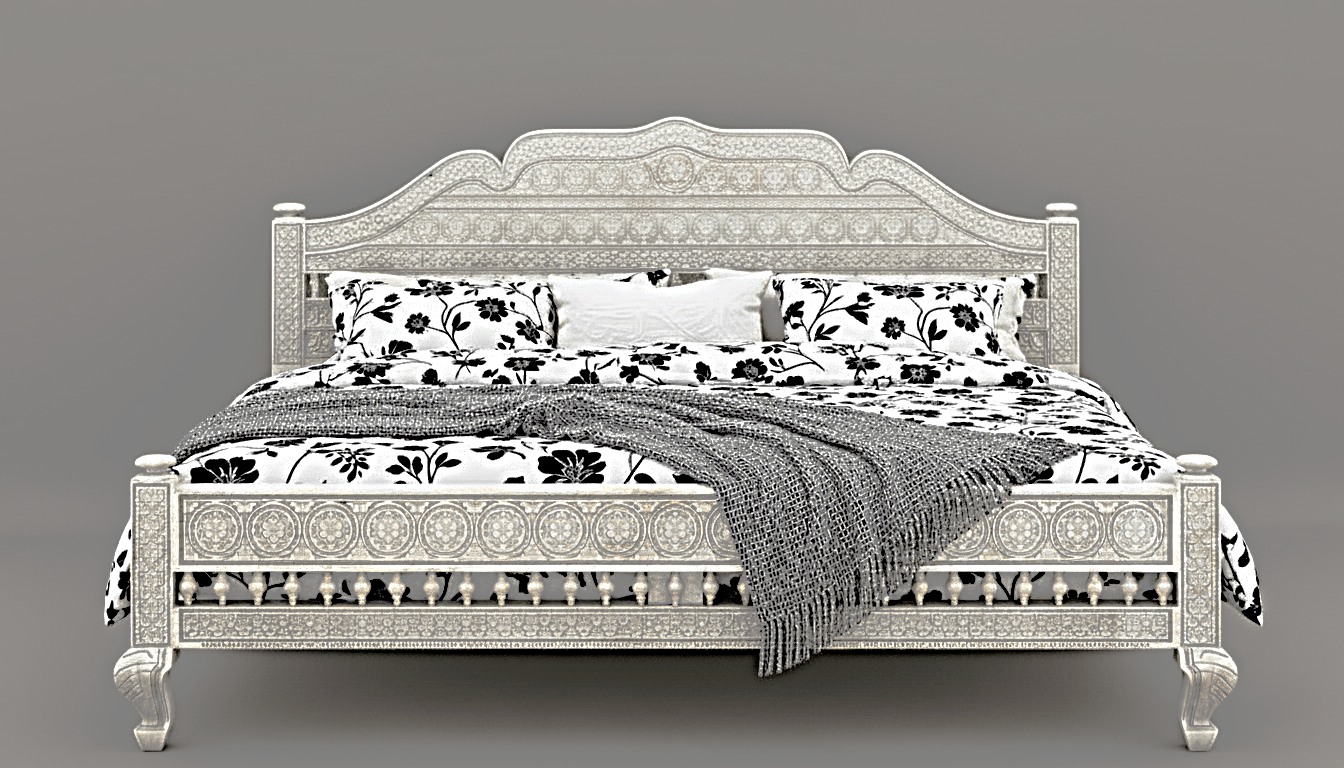 Khalifa Hand Carved Indian Solid Wood Platform Bed by Hibashi Furniture – handcrafted solid wood furniture made in India