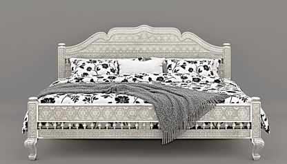 Khalifa Hand Carved Indian Solid Wood Platform Bed by Hibashi Furniture – handcrafted solid wood furniture made in India