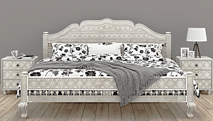 Khalifa Hand Carved Indian Solid Wood Platform Bed by Hibashi Furniture – handcrafted solid wood furniture made in India