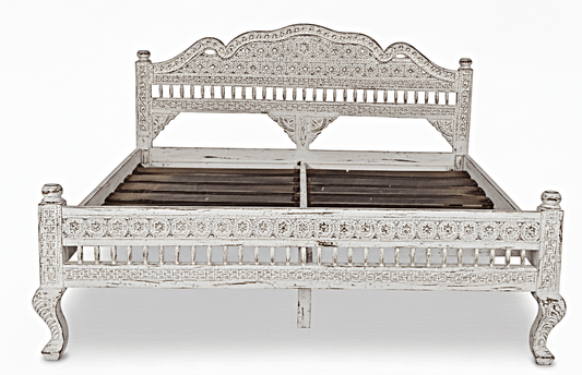 Khalifa Hand Carved Indian Solid Wood Platform Bed by Hibashi Furniture – handcrafted solid wood furniture made in India
