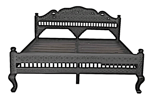 Khalifa Hand Carved Indian Solid Wood Platform Bed by Hibashi Furniture – handcrafted solid wood furniture made in India