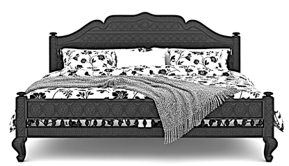 Khalifa Hand Carved Indian Solid Wood Platform Bed by Hibashi Furniture – handcrafted solid wood furniture made in India