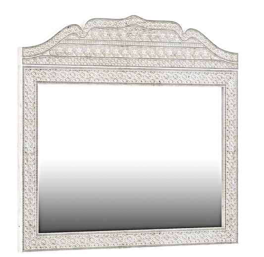 KHALIFA Solid Mango Wood Hand Carved Moroccan Style Mirror Frame – handcrafted solid wood furniture