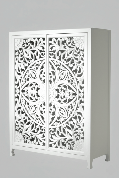 Lombok Hand Carved wooden Armoire / Hand Carved Wooden Wardrobe – handcrafted solid wood furniture