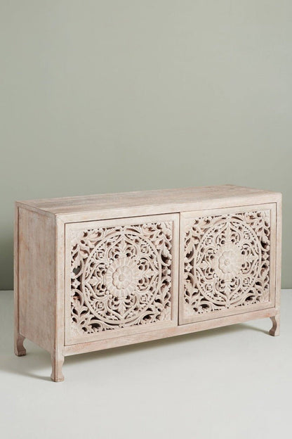 Lombok Hand-Carved Wood Sideboard Buffet Table