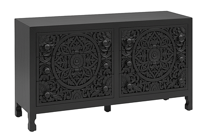 Lombok Hand Carved Wooden Six Drawer Dresser – handcrafted solid wood furniture