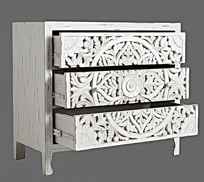 Lombok Wooden Dresser Chest of 3 Drawer Cabinet by Hibashi Furniture – handcrafted solid wood furniture made in India