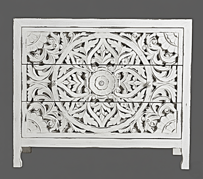 Lombok Wooden Dresser Chest of 3 Drawer Cabinet by Hibashi Furniture – handcrafted solid wood furniture made in India