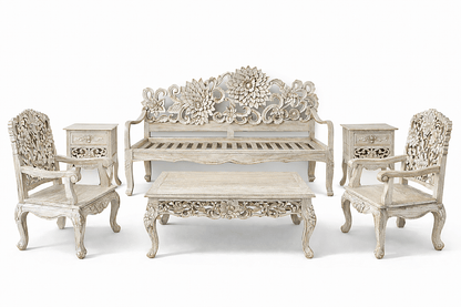 Lotus™ Hand - Carved Solid Wood Indoor / Outdoor Bench, Daybed & Furniture Collection – handcrafted solid wood furniture