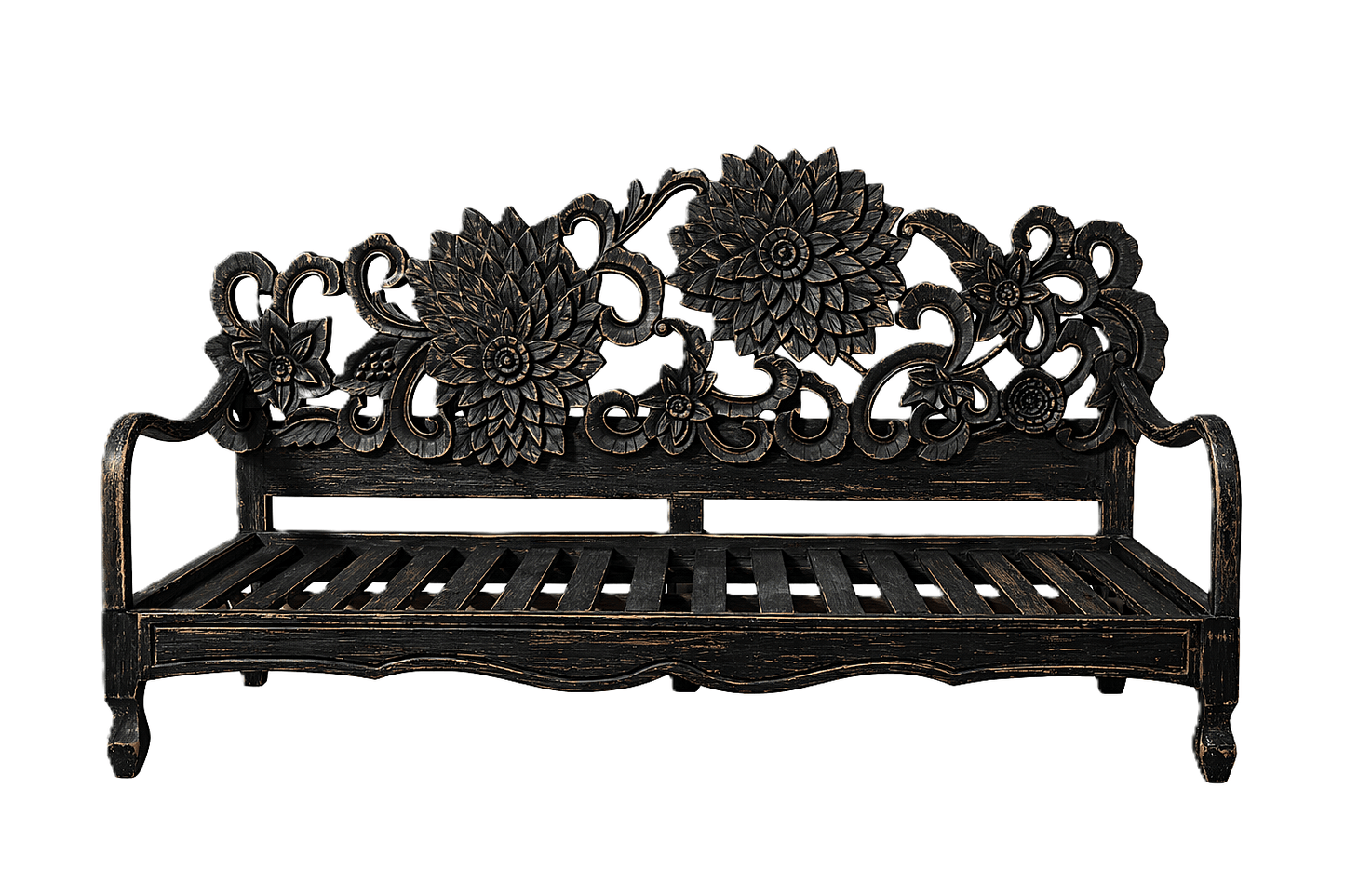 Lotus™ Hand - Carved Solid Wood Indoor / Outdoor Bench, Daybed & Furniture Collection – handcrafted solid wood furniture