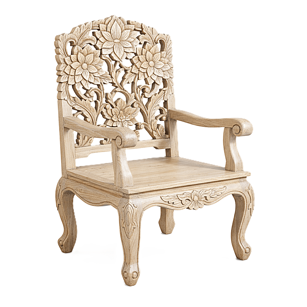 Lotus™ Hand - Carved Solid Wood Indoor / Outdoor Bench, Daybed & Furniture Collection – handcrafted solid wood furniture
