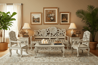 Lotus™ Hand - Carved Solid Wood Indoor / Outdoor Bench, Daybed & Furniture Collection – handcrafted solid wood furniture