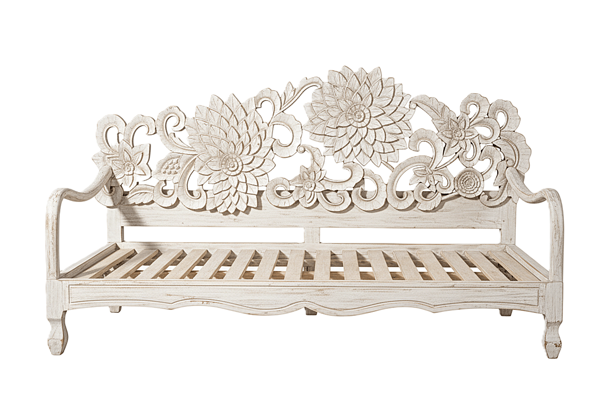 Lotus™ Hand - Carved Solid Wood Indoor / Outdoor Bench, Daybed & Furniture Collection – handcrafted solid wood furniture