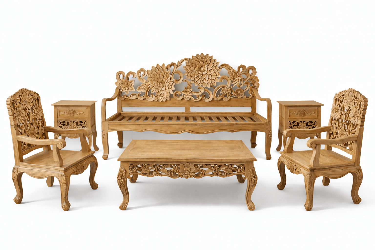 Lotus™ Hand - Carved Solid Wood Indoor / Outdoor Bench, Daybed & Furniture Collection – handcrafted solid wood furniture