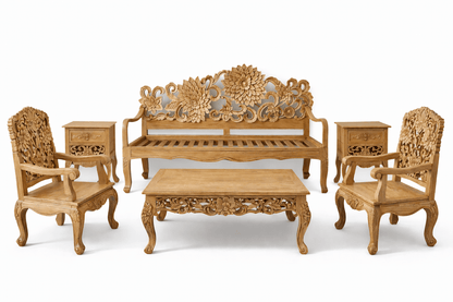 Lotus™ Hand - Carved Solid Wood Indoor / Outdoor Bench, Daybed & Furniture Collection – handcrafted solid wood furniture