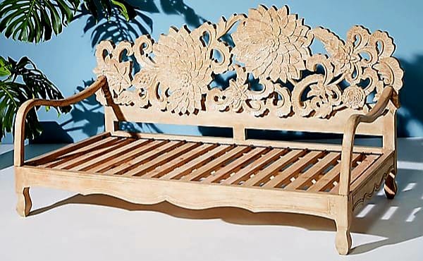 Lotus™ Hand - Carved Solid Wood Indoor / Outdoor Bench, Daybed & Furniture Collection – handcrafted solid wood furniture