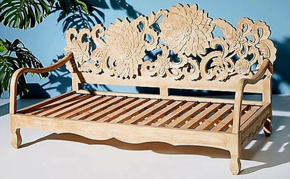 Lotus™ Hand - Carved Solid Wood Indoor / Outdoor Bench, Daybed & Furniture Collection – handcrafted solid wood furniture