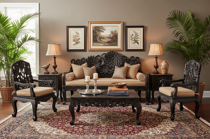 Lotus™ Hand - Carved Solid Wood Indoor / Outdoor Bench, Daybed & Furniture Collection – handcrafted solid wood furniture