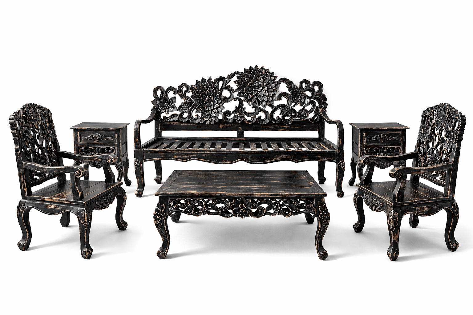 Lotus™ Hand - Carved Solid Wood Indoor / Outdoor Bench, Daybed & Furniture Collection – handcrafted solid wood furniture