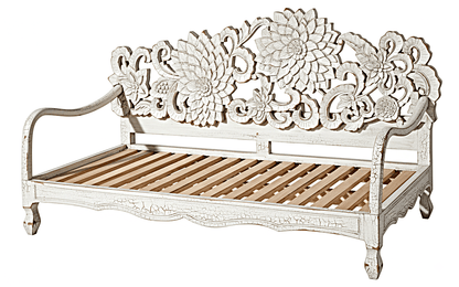 Lotus Hand Carved Solid Wooden Indoor / Outdoor Daybed – handcrafted solid wood furniture