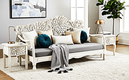 Lotus Hand Carved Solid Wooden Indoor / Outdoor Daybed – handcrafted solid wood furniture