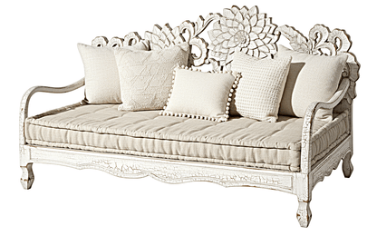 Lotus Hand Carved Solid Wooden Indoor / Outdoor Daybed by Hibashi Furniture – handcrafted solid wood furniture made in India