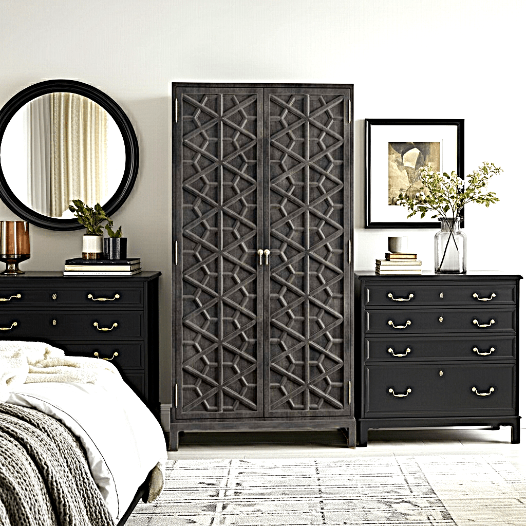 Luna Hand Solid Wooden Carved Armoire - Storage Cabinet – handcrafted solid wood furniture