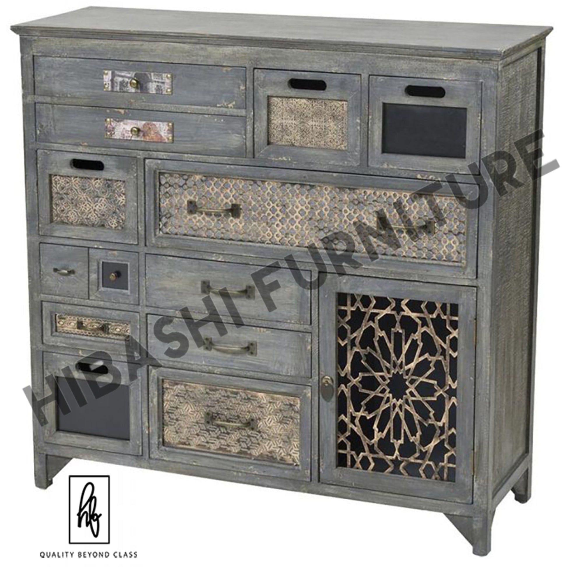 LUNI Solid Mango Wood Hand Carved Cabinet – handcrafted solid wood furniture