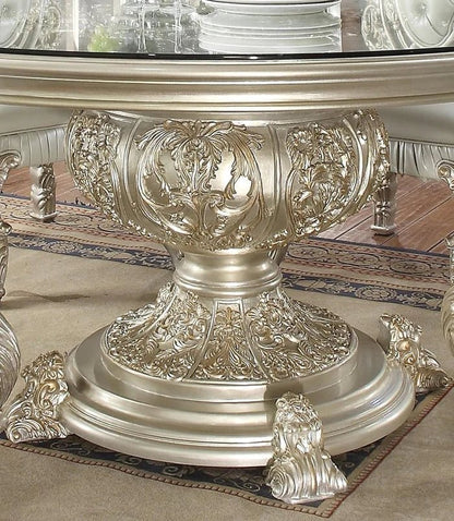 Magnisy Hand Carved European Circular Dining Table Set by Hibashi Furniture – handcrafted solid wood furniture made in India