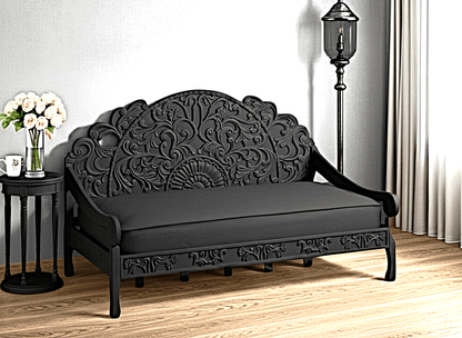 Mahal Hand Carved Indoor / Outdoor Daybed by Hibashi Furniture – handcrafted solid wood furniture made in India