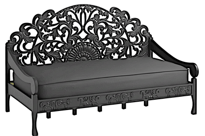 Mahal Hand Carved Indoor / Outdoor Daybed by Hibashi Furniture – handcrafted solid wood furniture made in India